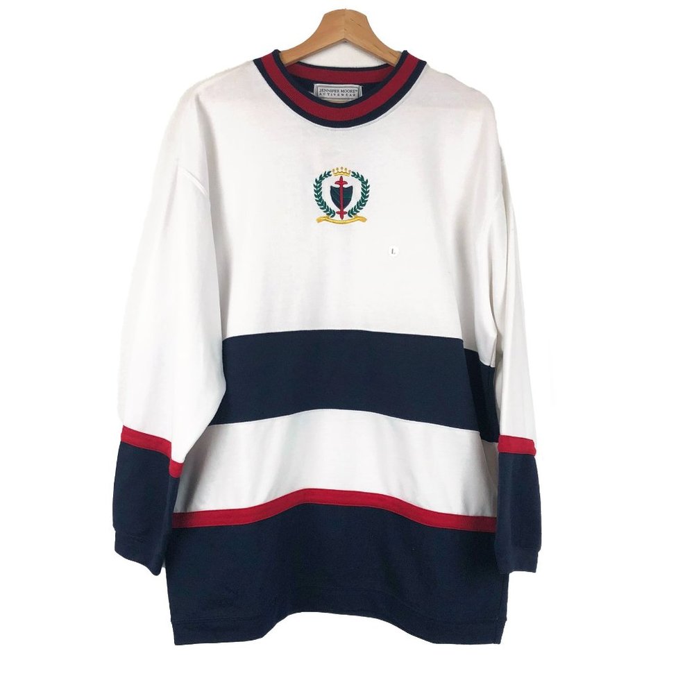 NWT Vintage Jennifer Moore Activewear Crest Crew Neck Oversized Sweater L (XXL)